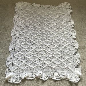 Vintage Confections La Paloma Handmade White Baby Blanket (90’s)
